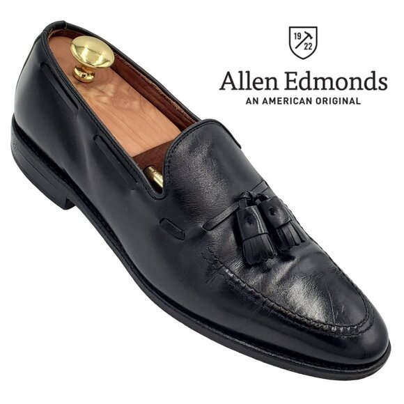 Allen Edmonds Grayson Dress Shoes Mens 10D Black Leather Classic Tassel Loafers - Picture 1 of 15